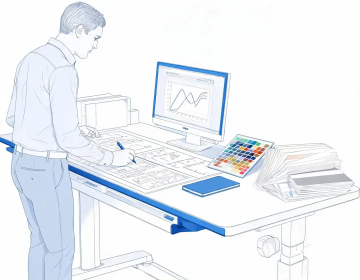 Application engineer preparing a commercial print test plan